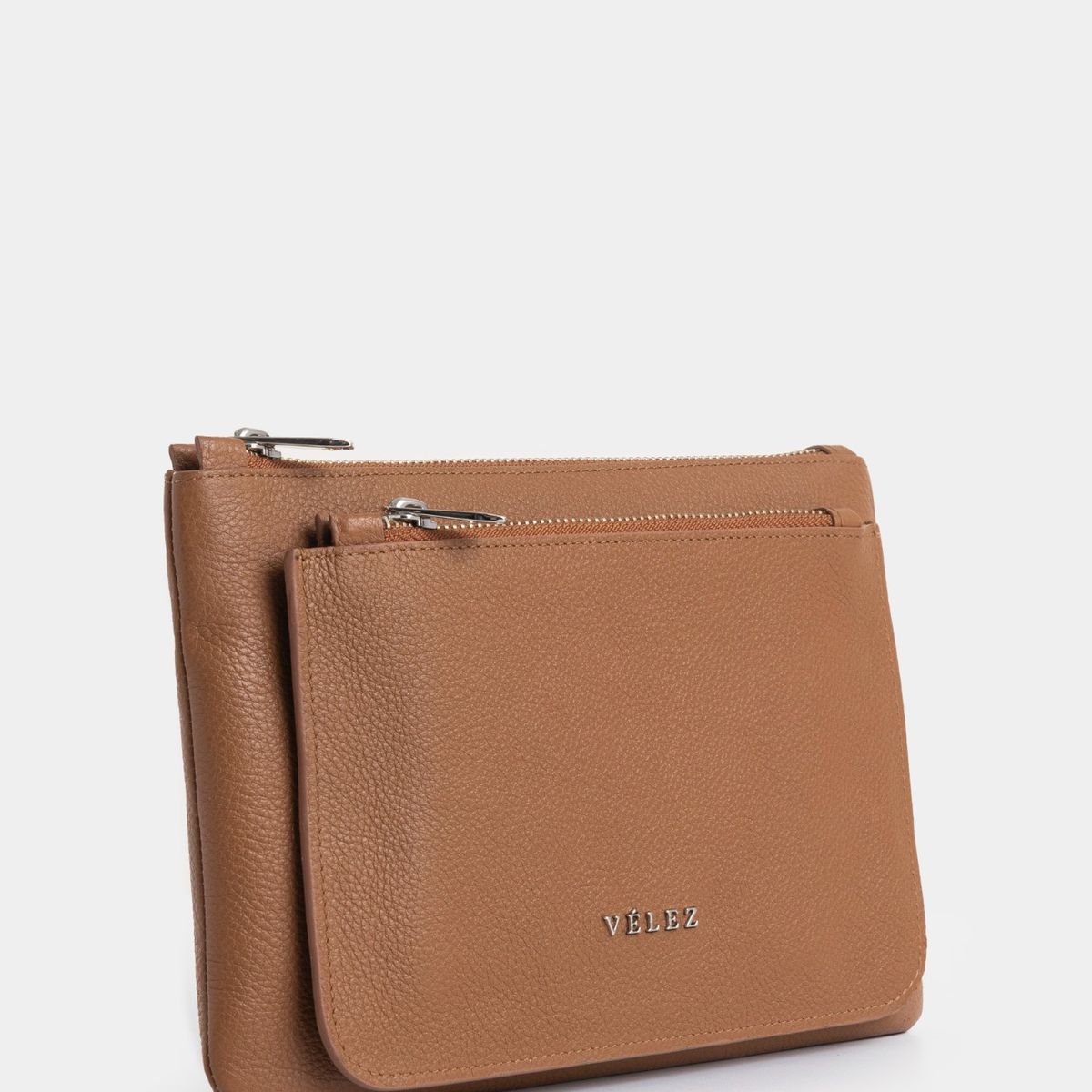 VELEZ - Vélez Neceser Arándano De Cuero Mujer Doble Bolsillo Miel