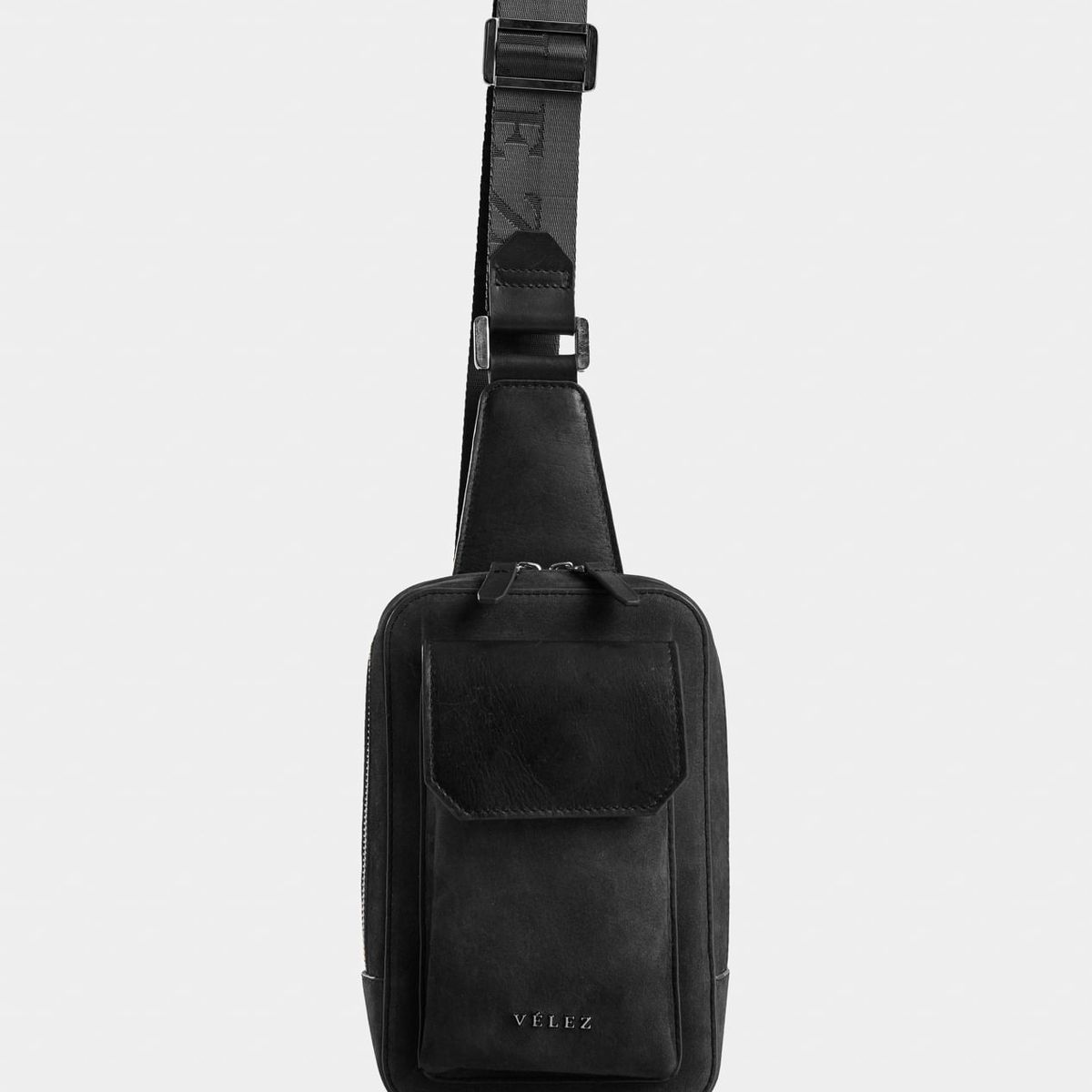 VELEZ - Vélez Manos Libres Lyra Cuero Hombre Efecto Encerado Negro