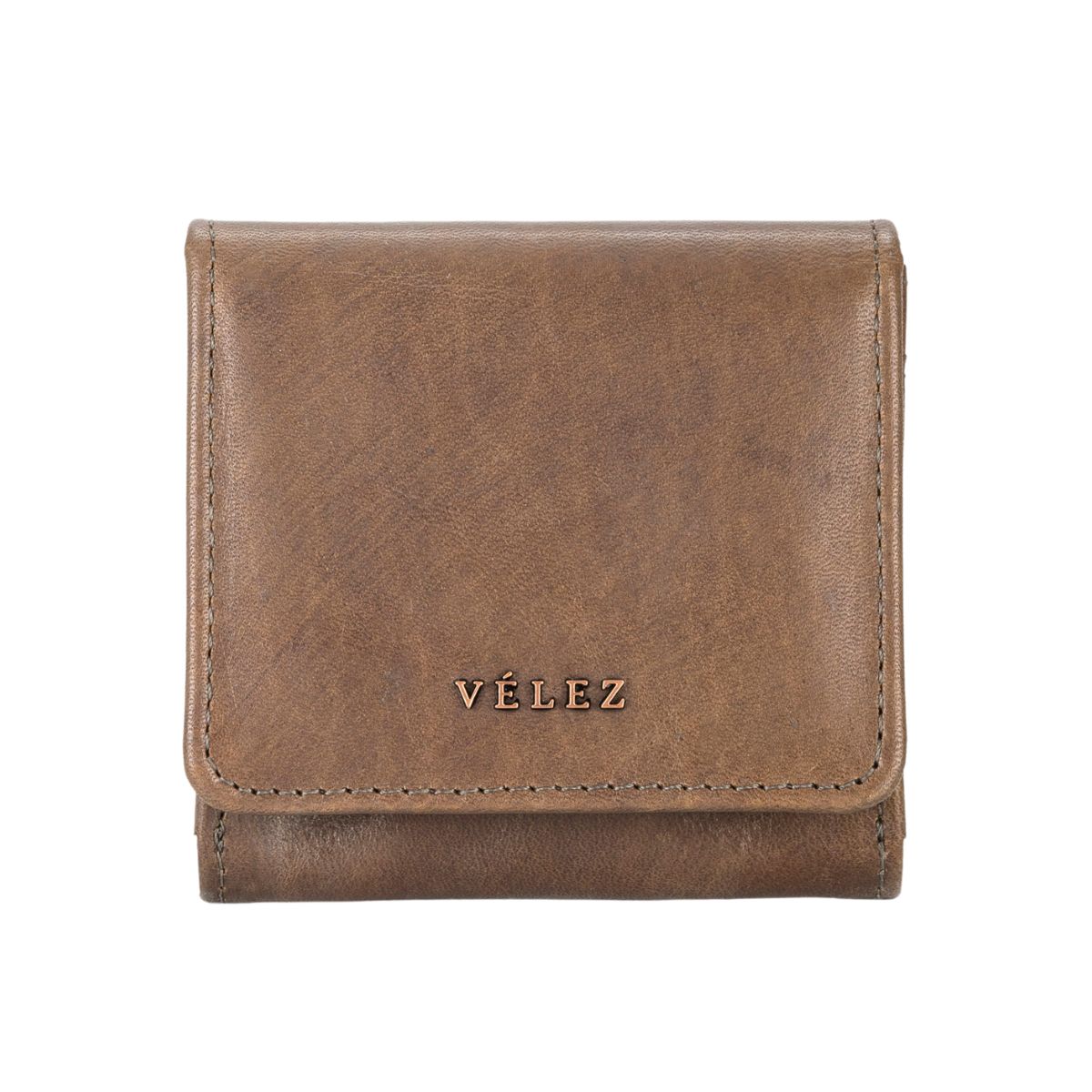 VELEZ - Vélez Monedero Rústico De Cuero Para Hombre Con Pasador Café