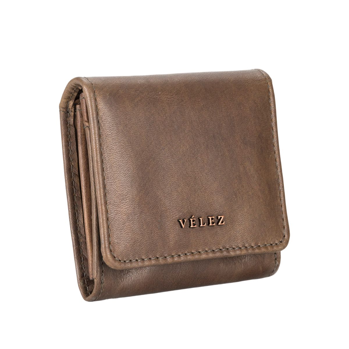 VELEZ - Vélez Monedero Rústico De Cuero Para Hombre Con Pasador Café