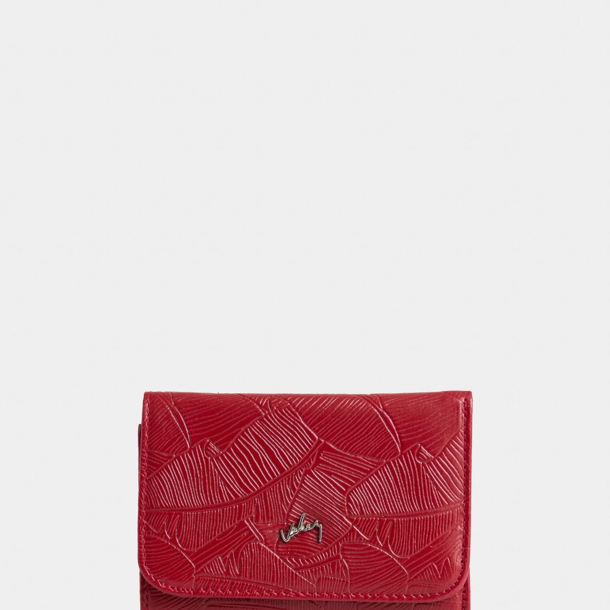 VELEZ - Vélez Billetera Colory Cuero Mujer Placa Palmeras Rojo