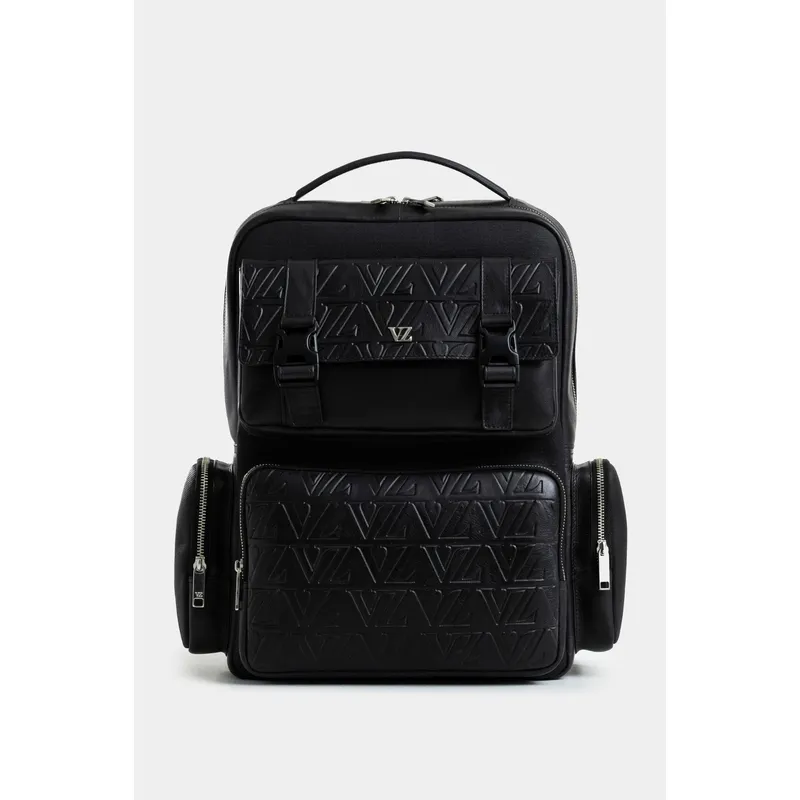 VELEZ - Vélez Mochila Print De Cuero Y Lona Hombre Monogram Negro