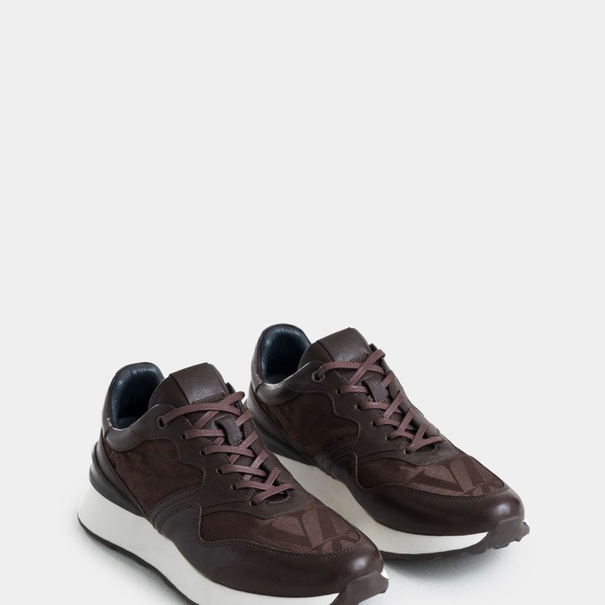 VELEZ - Vélez Zapatillas Garda Cuero Hombre Detalles Jacquar Café