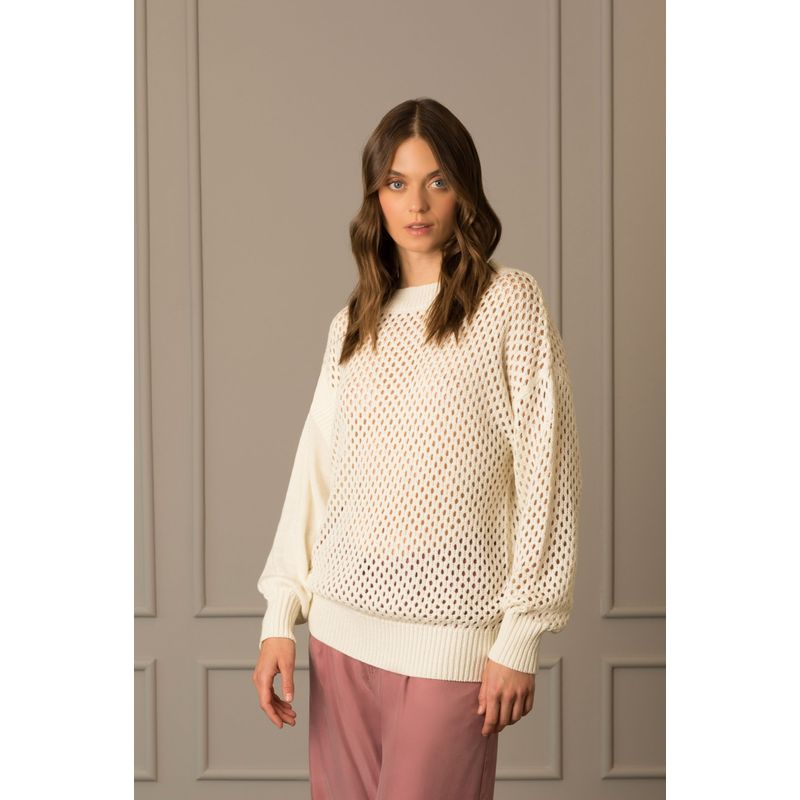 VELEZ - Vélez Sweater Cerrado En Malla Para Mujer Ciruela Crema