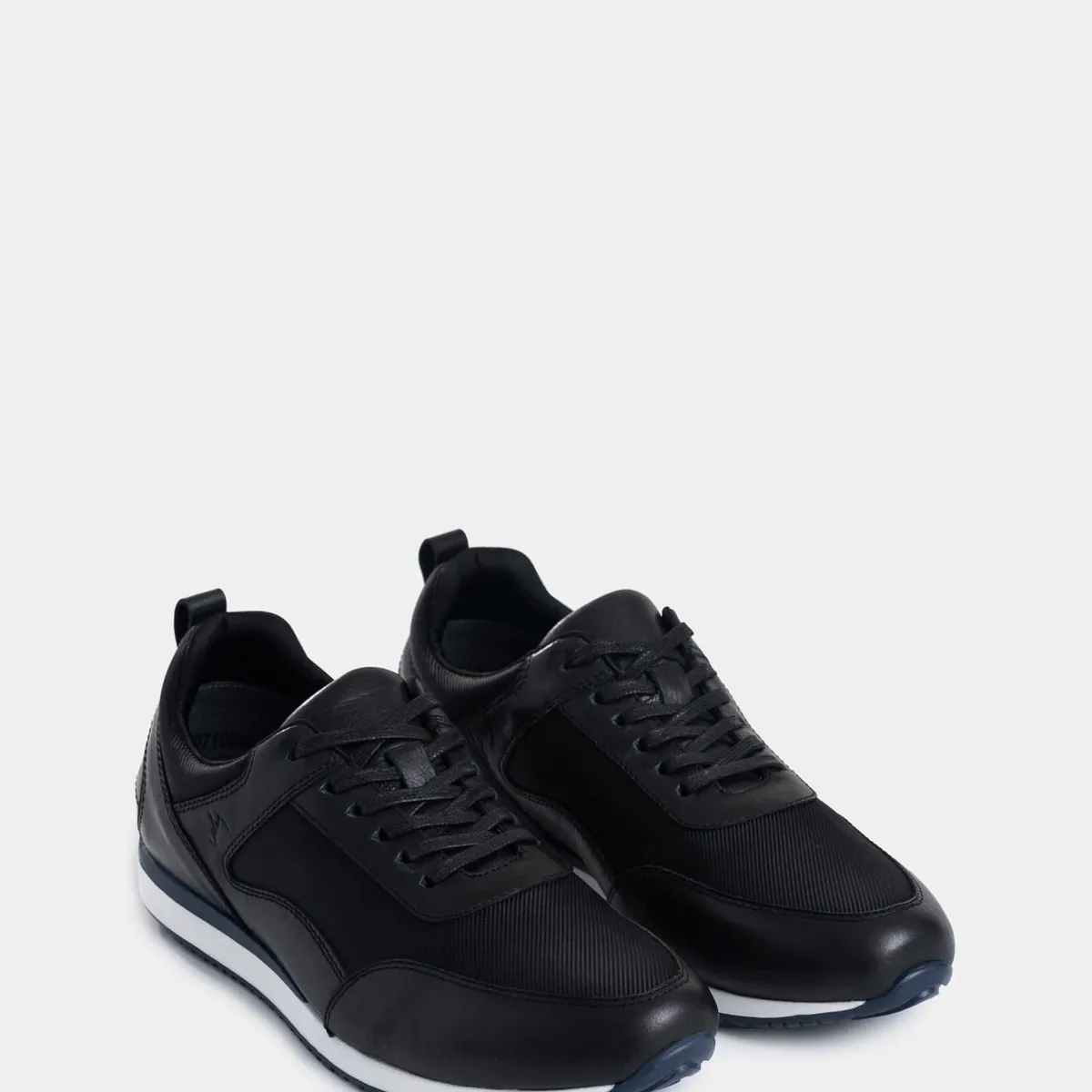 VELEZ - Vélez Zapatillas Engeil 3 Cuero Hombre Detalle Textil Negro