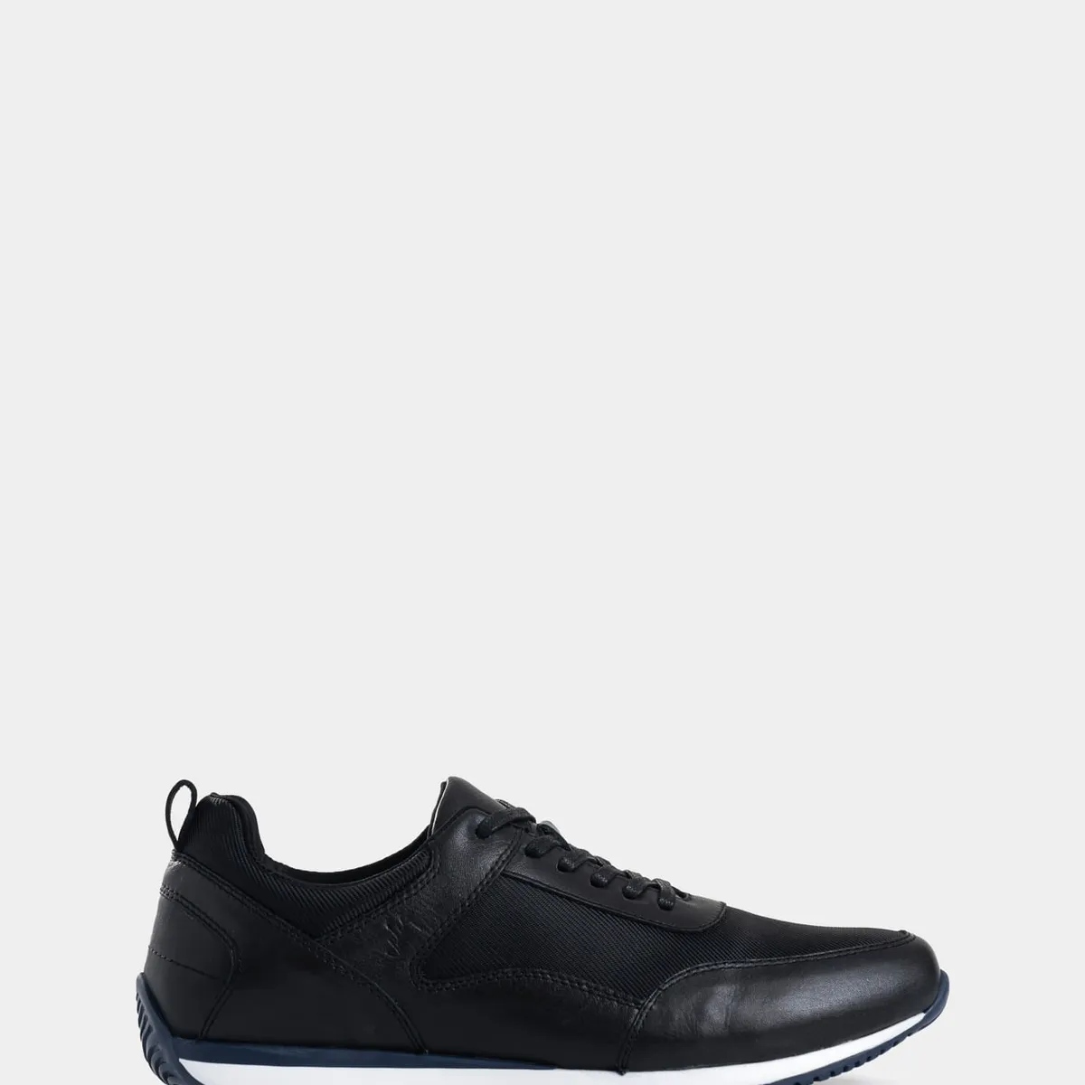 VELEZ - Vélez Zapatillas Engeil 3 Cuero Hombre Detalle Textil Negro
