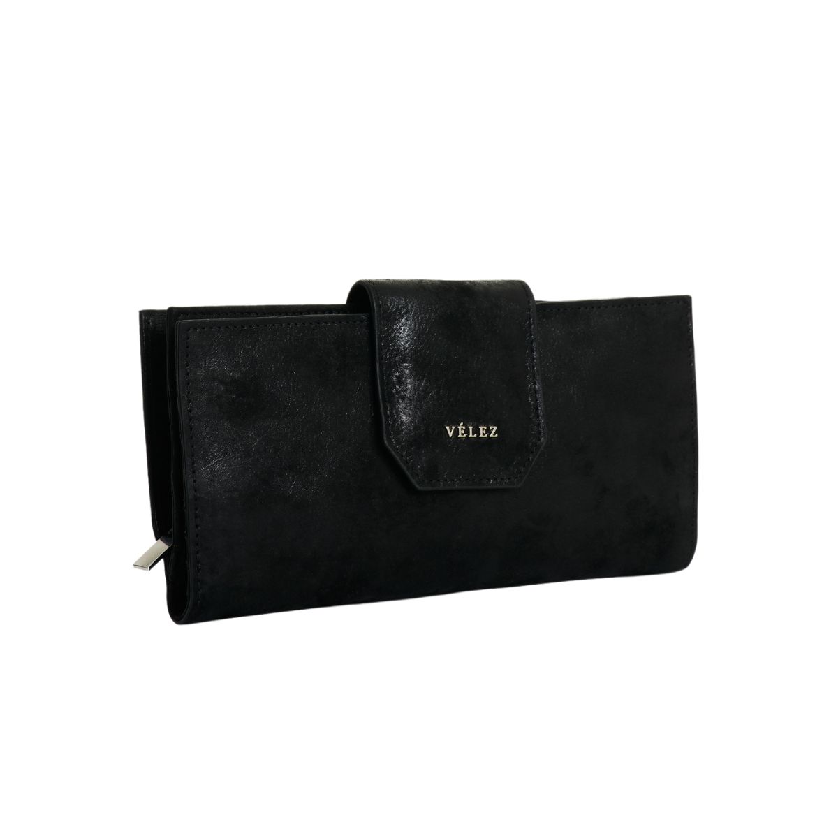 VELEZ - Vélez Billetera Porta Chequera De Cuero Mujer Jade Negro