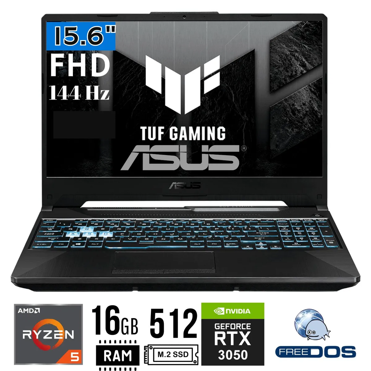 ASUS - LAPTOP ASUS TUF A15 FA506NC-HN016, 15.6 FHD, AMD R5-7535HS, RAM 16GB, SSD 512GB, RTX3050, FREE DOS