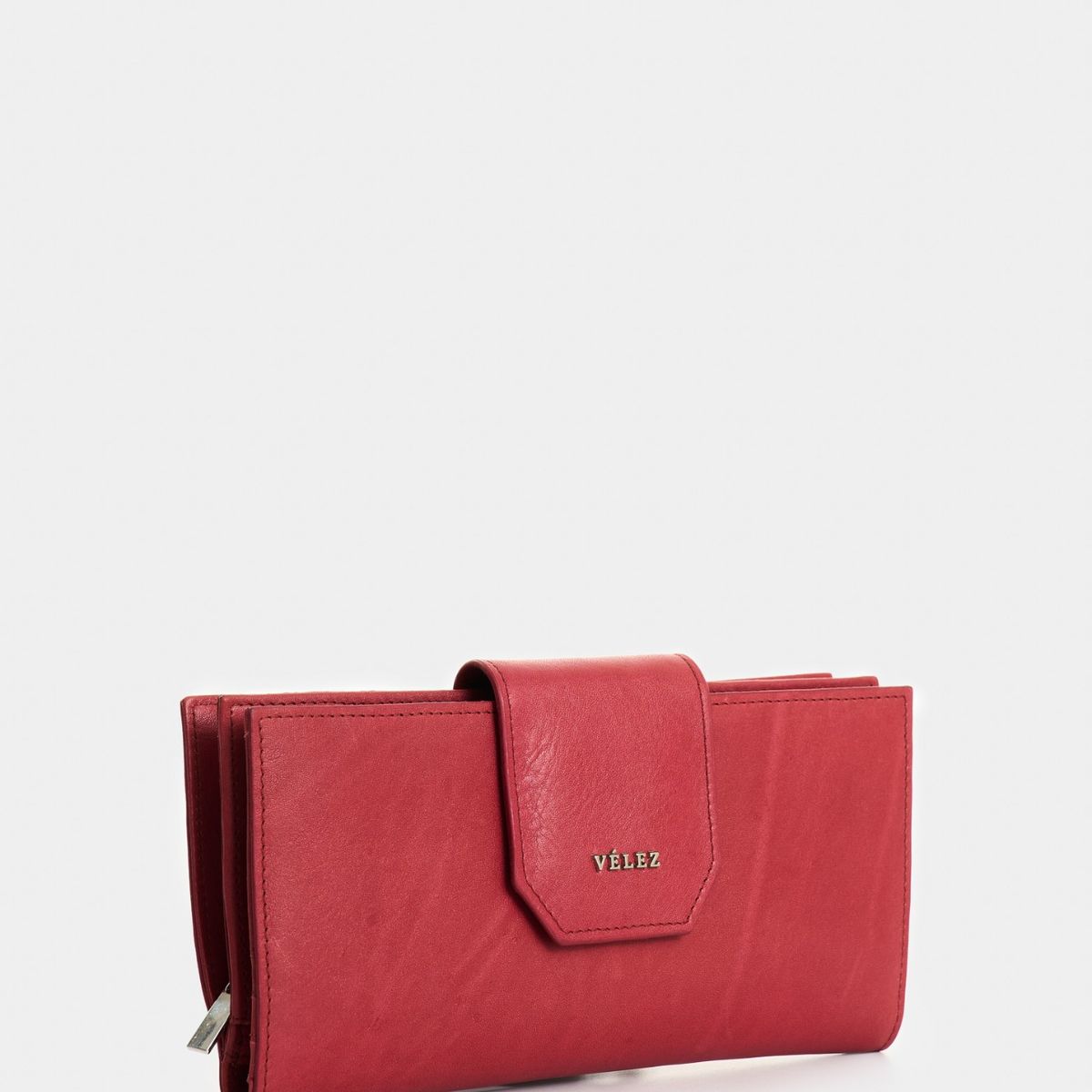 VELEZ - Vélez Billetera Porta Chequera De Cuero Para Mujer Jade Rojo