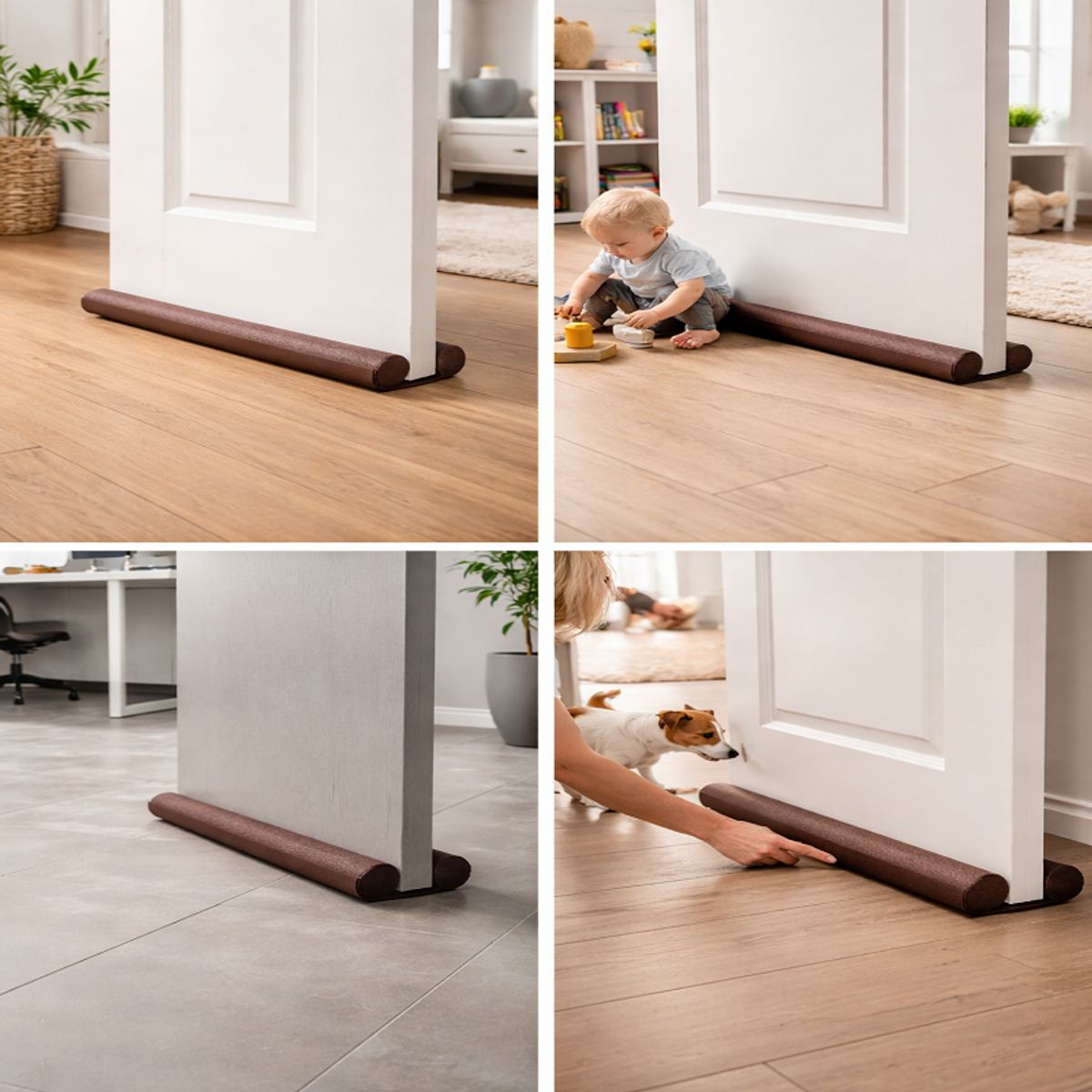 GENERICO - Burlete Flexible de Espuma  Protección Sellado de Puertas / pack 3 unidades Marron