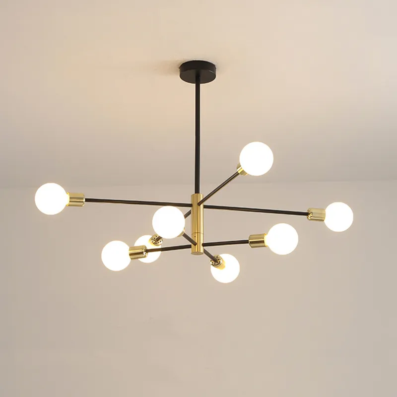 PUREPOWER - Araña de techo de lujo para sala de estar nórdica  Oro Y Negro