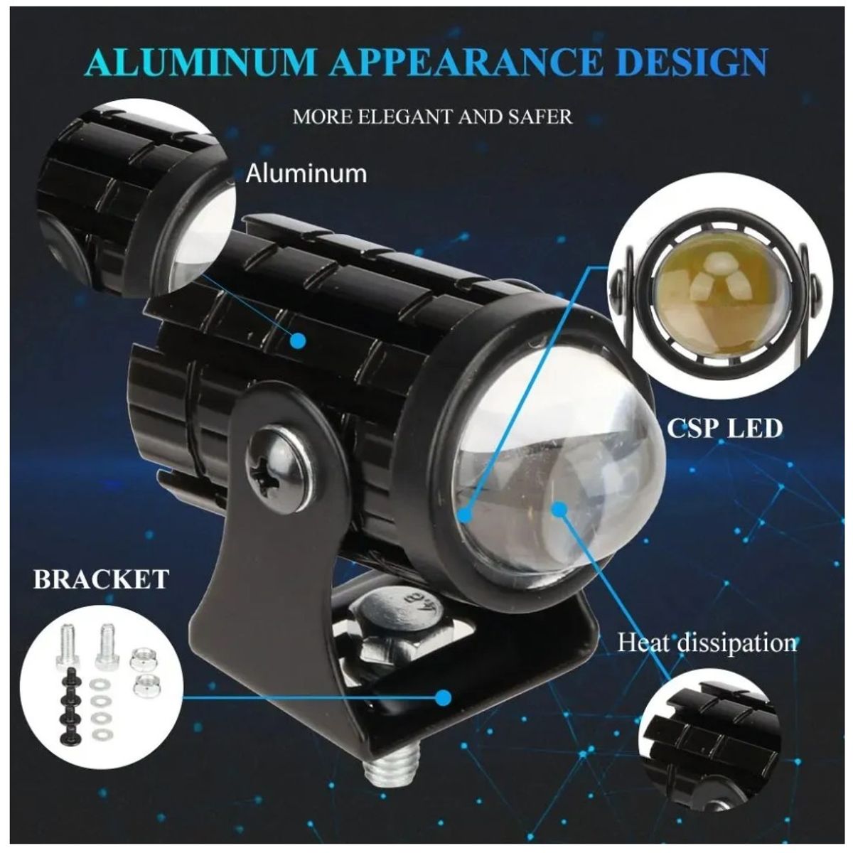 GENERICO - Par Faros Led Impermeables De Color Doble Para Auto Moto