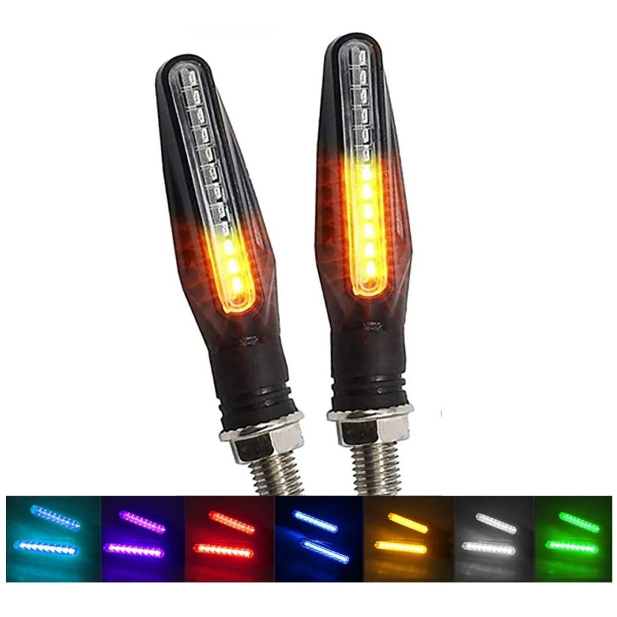 GENERICO - Direccionales Led Moto Secuencial Intermitente Ambar 2pz