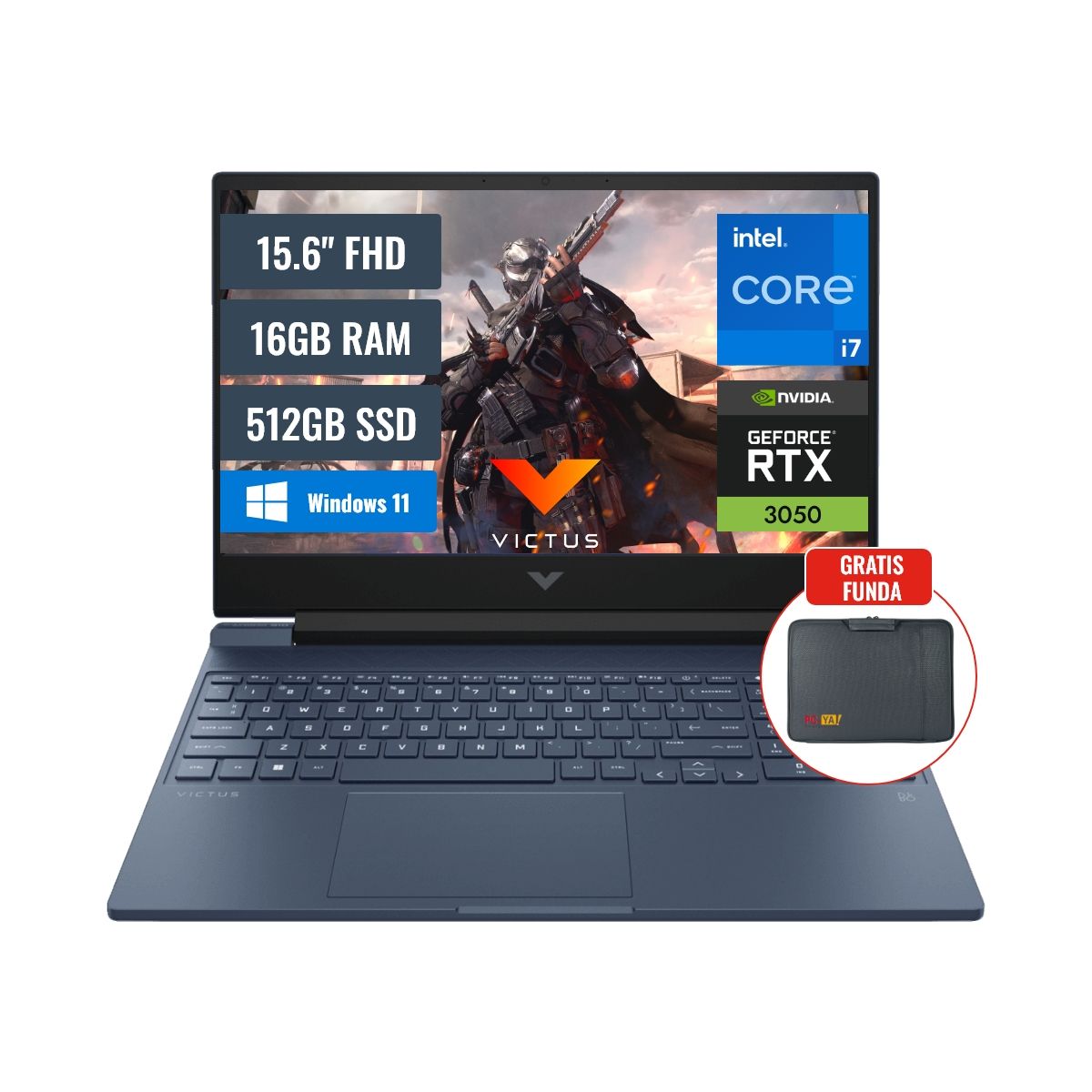 HP - Laptop Gaming HP Victus 15 Intel Core i7 16GB RAM 512GB SSD 4GB RTX 3050 156 FHD Windows 11 Home