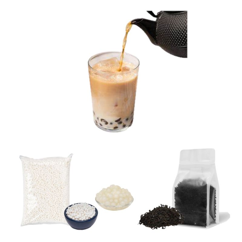 GENERICO - Pack Bubble Tea 2u Te Negro y Perlas de Tapioca Blanca