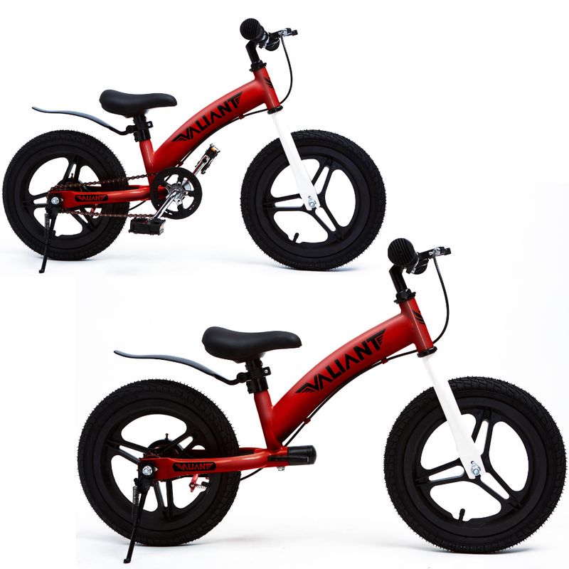 VALIANT - Bicicleta de Equilibrio Aro 16 3 en 1 Roja (4 a 8 años)