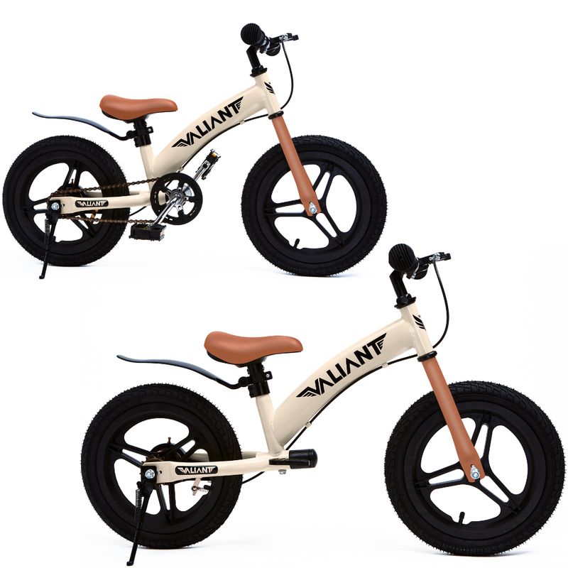 VALIANT - Bicicleta de Equilibrio Aro 16 3 en 1 (4 a 8 años) Beige