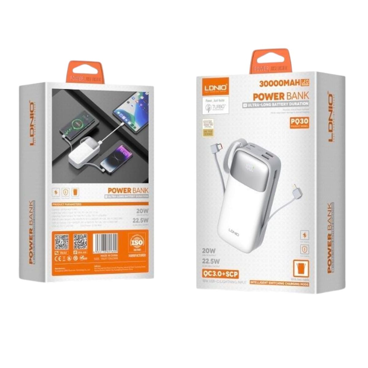 LDNIO - Power bank Carga Rápida 30000 mAh PQ30 LDNIO