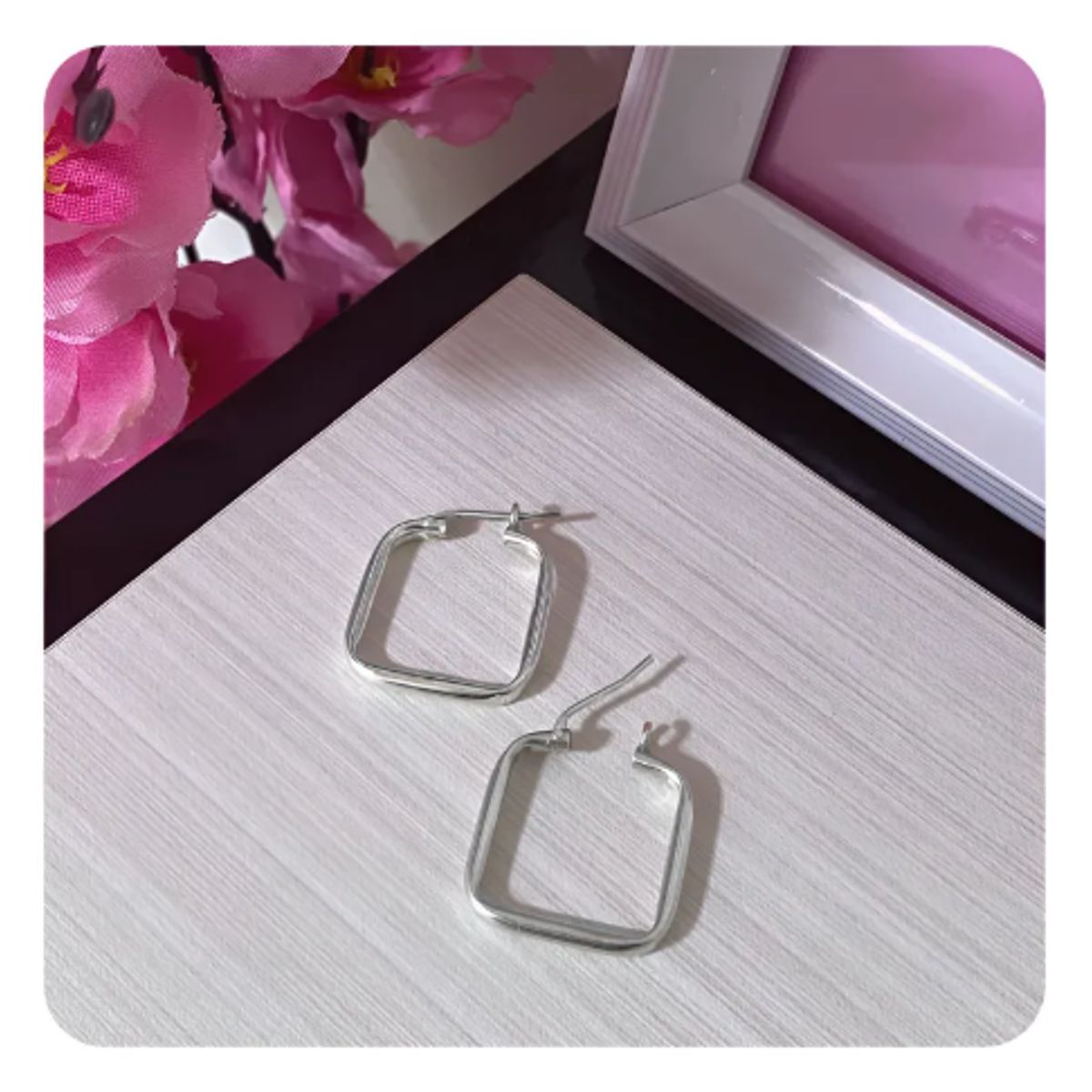 GENERICO - Argollas Mujer Cuadradas Regalo Novia Mamá Plata 950