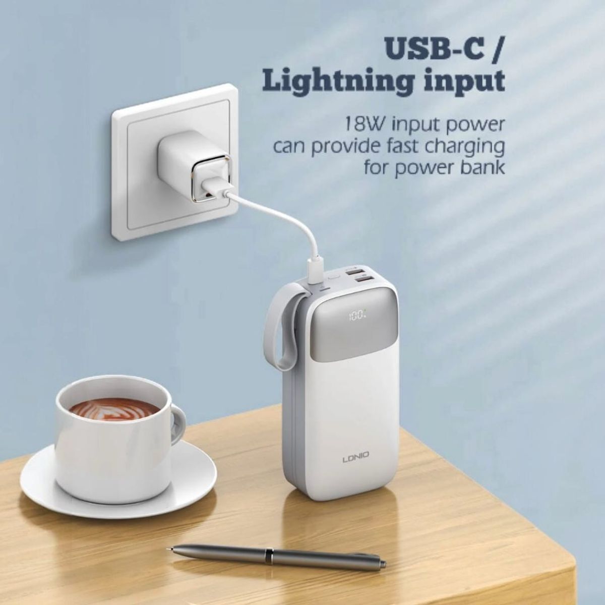 LDNIO - Power bank Carga Rápida 30000 mAh PQ30 LDNIO