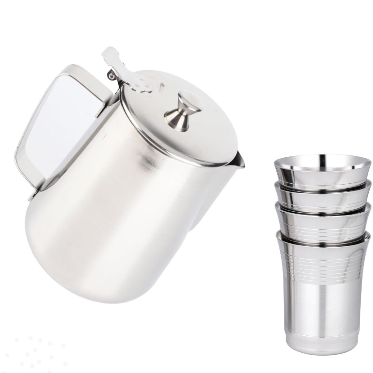 GENERICO - Jarra de 2 L con 4 vasos de acero