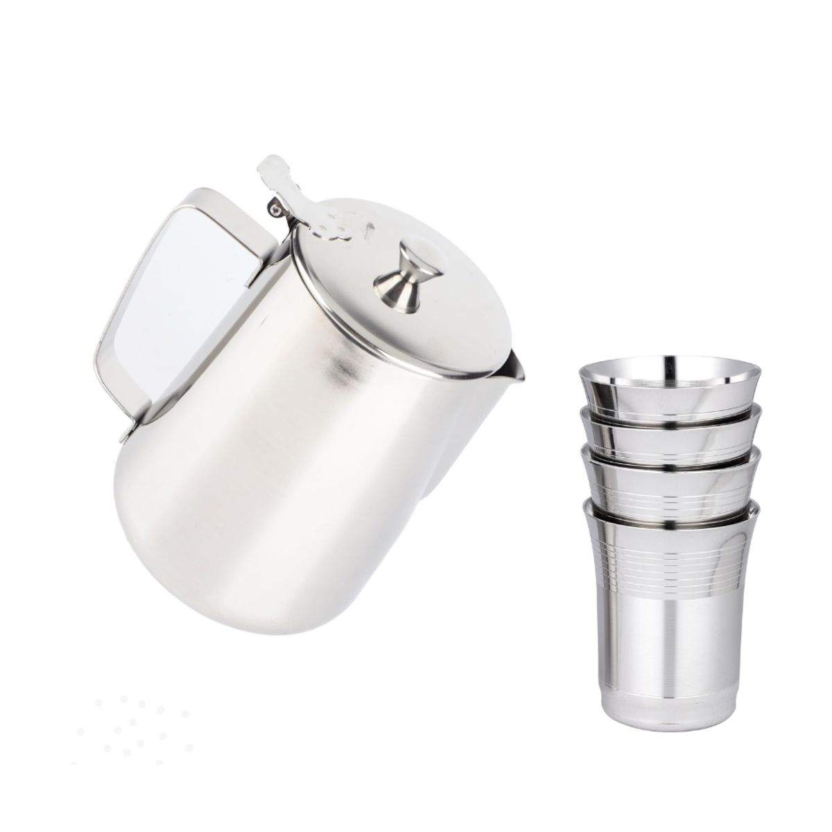 GENERICO - Jarra de 2 L con 4 vasos de acero