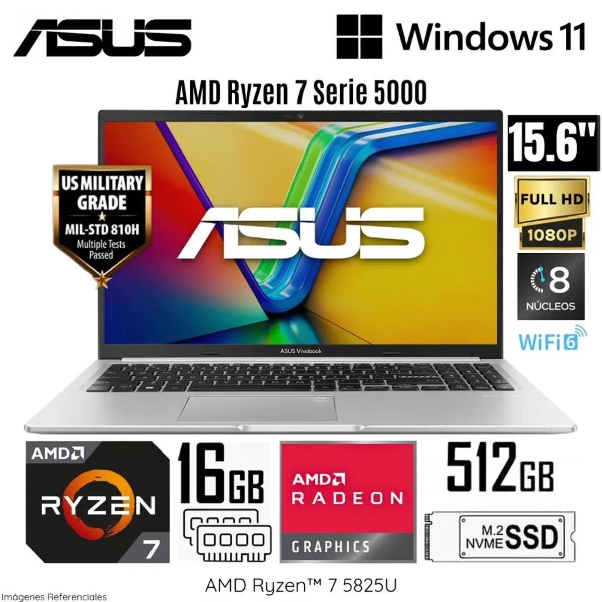 ASUS - Laptop Asus Vivobook 15 M1502YA-NJ572W AMD Ryzen 7-5825U 16GB RAM 512GB SSD 15.6"  FHD WIN 11