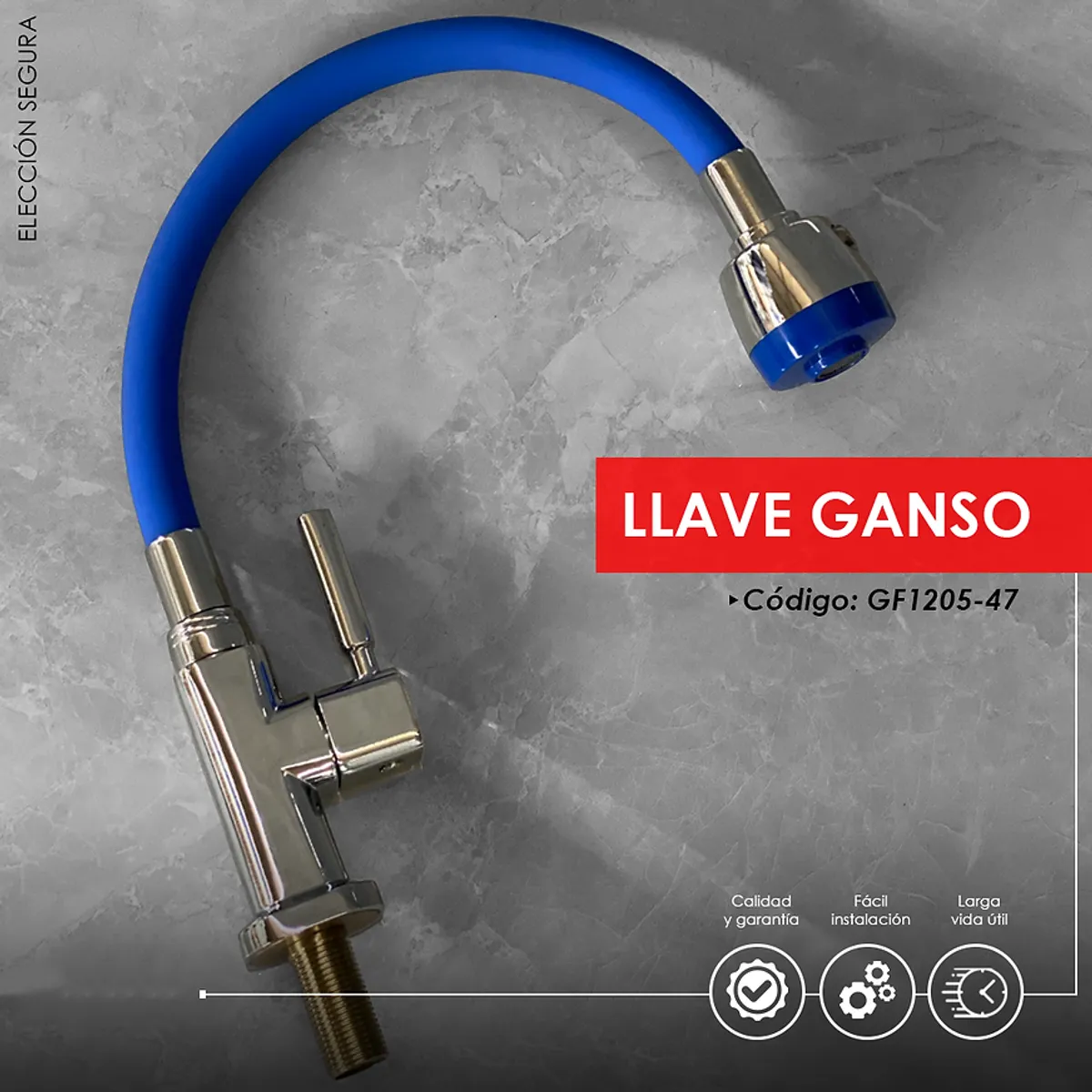 GENERICO - LLAVE DE COCINA MUEBLE PICO FLEXIBLE AZUL GF1205-47