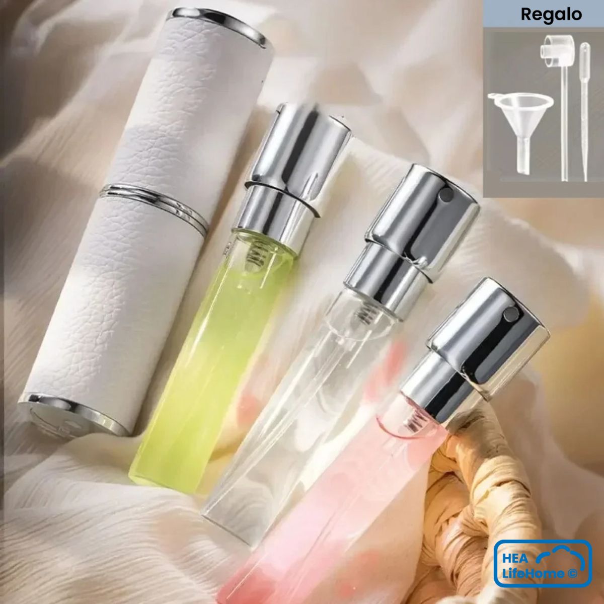 GENERICO - ATOMIZADOR PERFUME 8ML ENVASE CUERO BLANCO SET