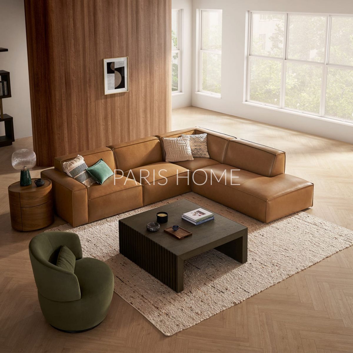 GENERICO - Seccional Derecho con chaise longue extensible Jonathan Ultracuero - Marrón