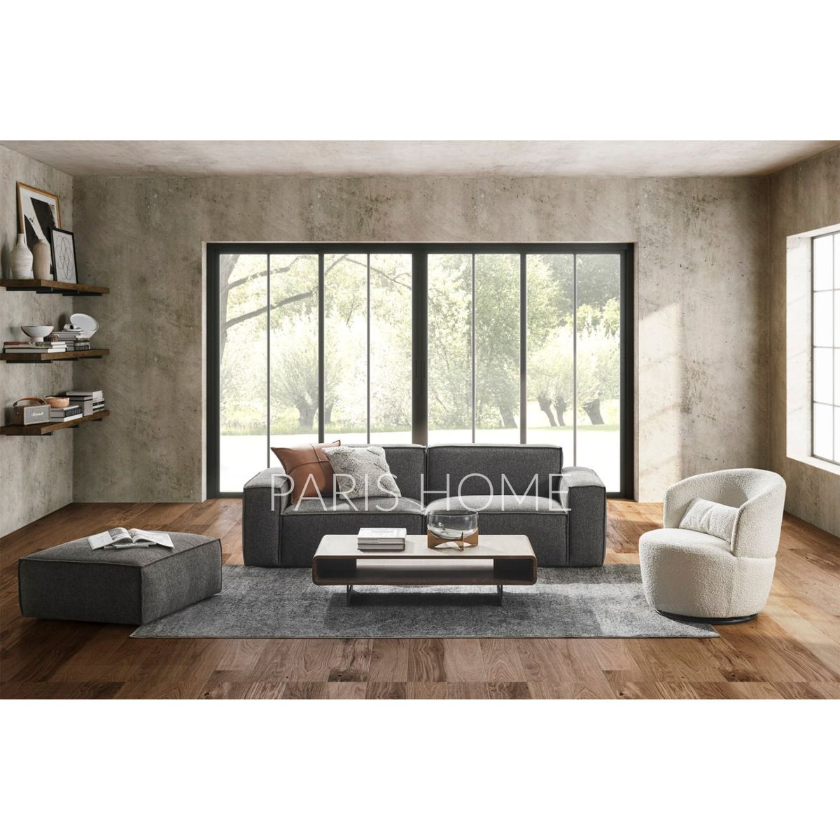 GENERICO - Sofá 2 Cuerpos Jonathan - Gris Oscuro