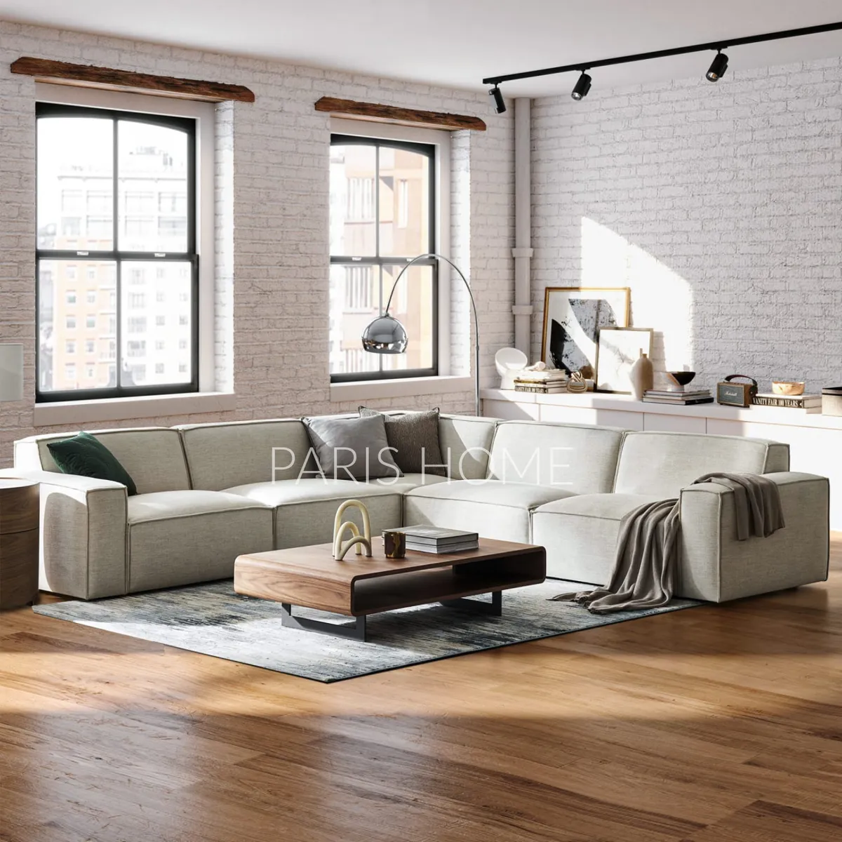 GENERICO - Sofá Seccional 5 Plazas en L Jonathan - Blanco Cremoso