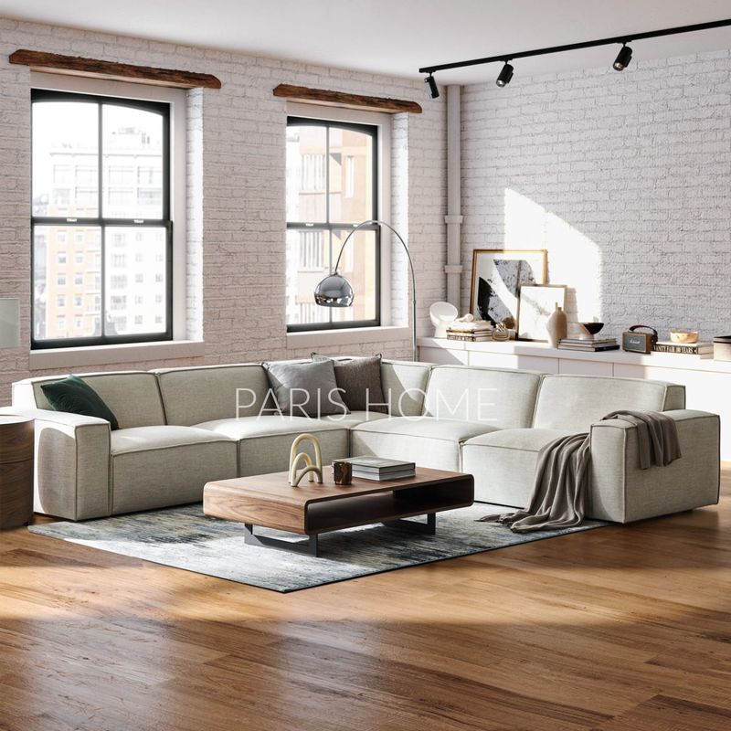 GENERICO - Sofá Seccional 5 Plazas en L Jonathan - Blanco Cremoso