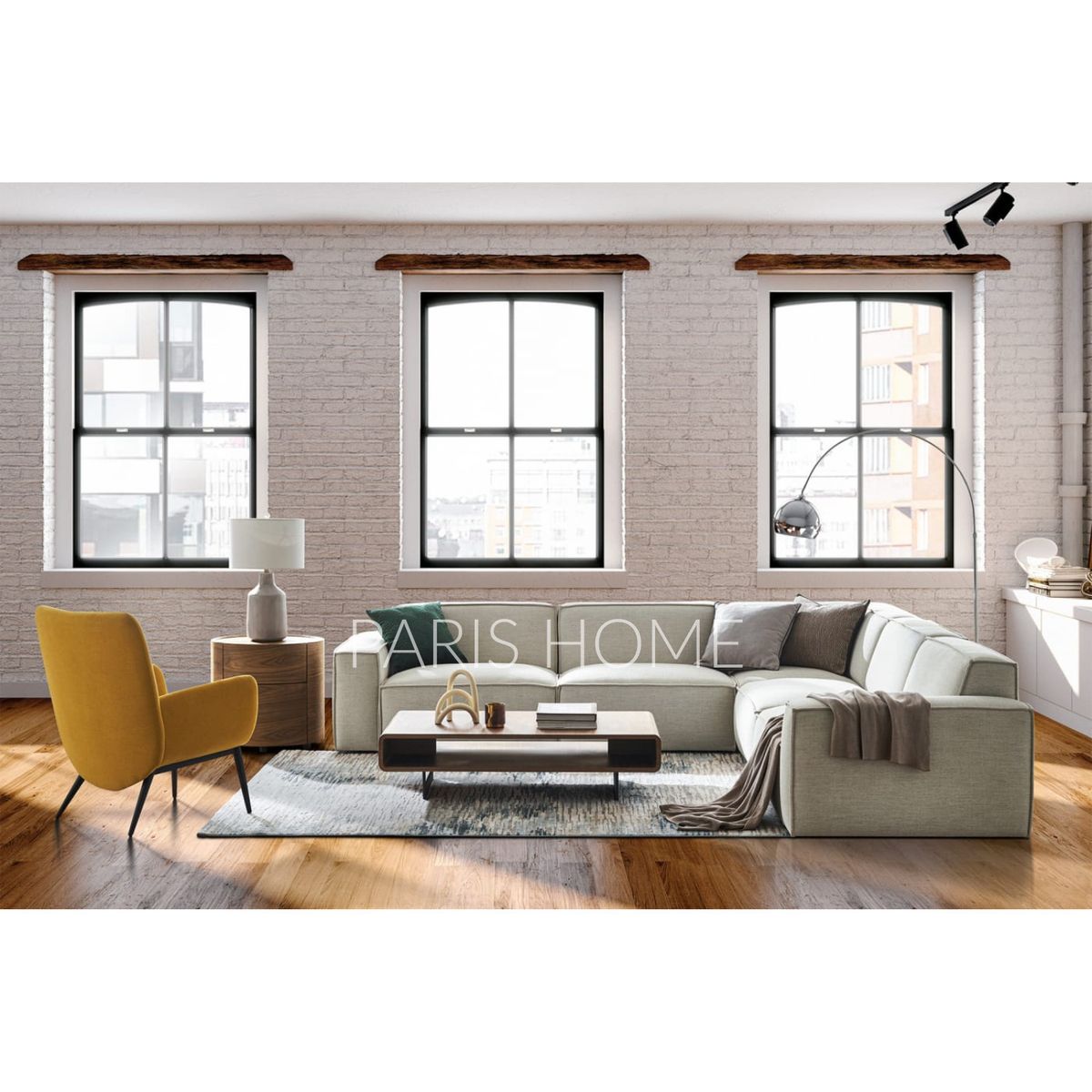 GENERICO - Sofá Seccional 5 Plazas en L Jonathan - Blanco Cremoso