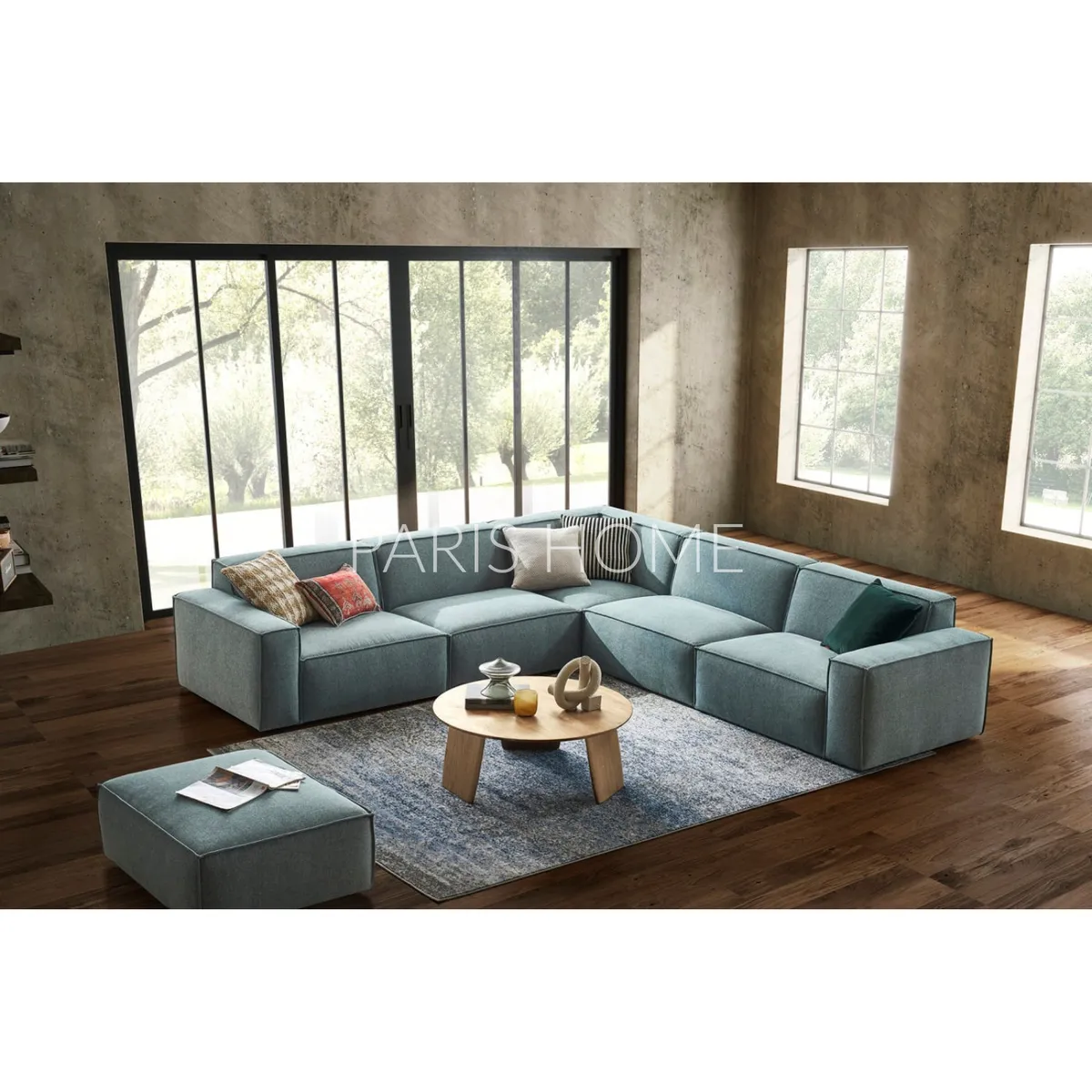 GENERICO - Sofá Seccional 5 Plazas en L Jonathan - Turquesa