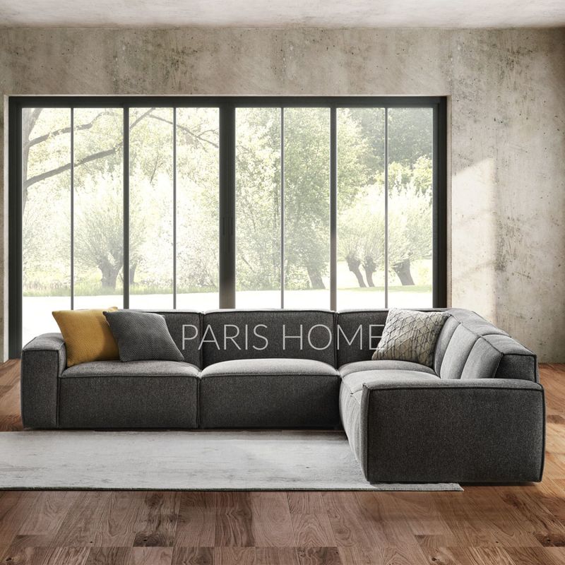 GENERICO - Sofá Seccional 5 Plazas en L Jonathan - Gris Oscuro