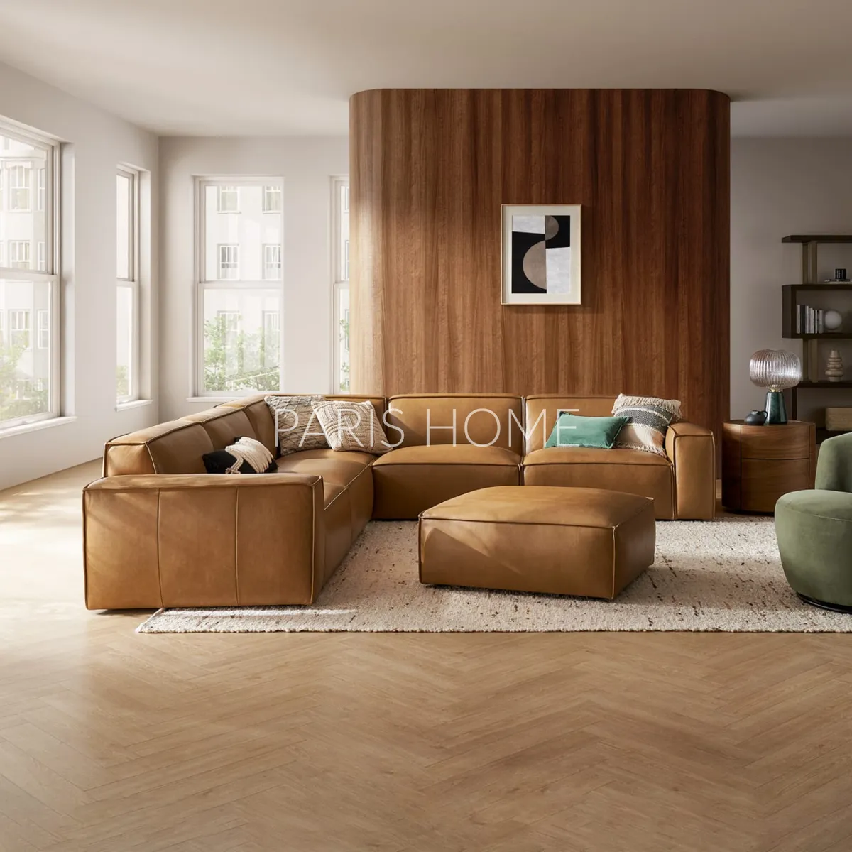 GENERICO - Sofá Seccional 5 Plazas en L Jonathan Ultracuero - Marrón