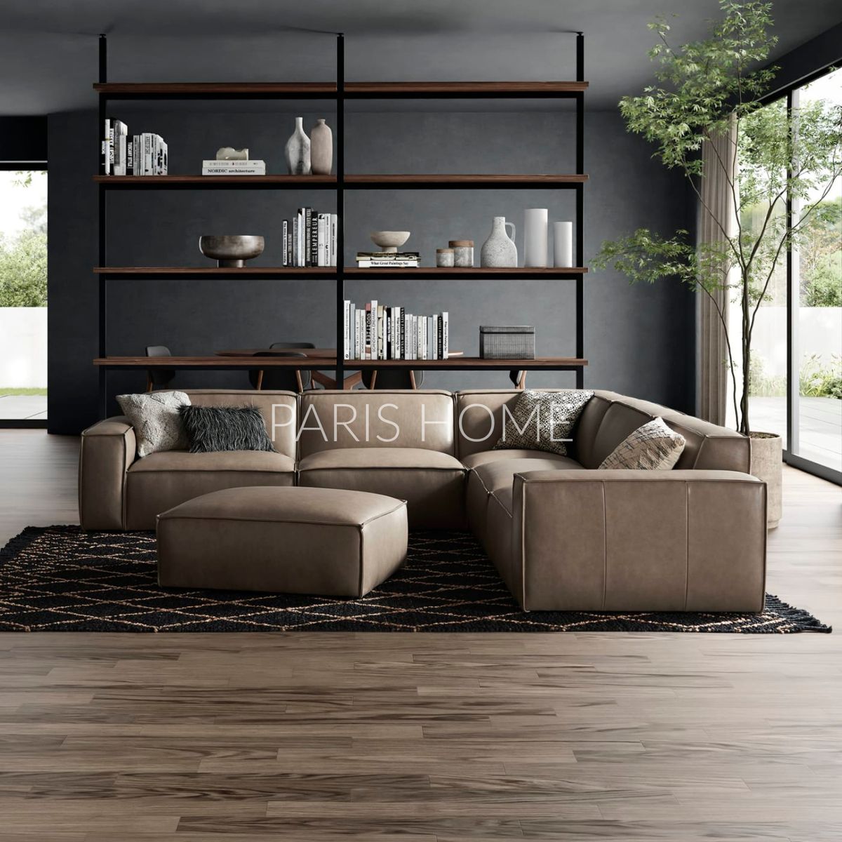 GENERICO - Sofá Seccional 5 Plazas en L Jonathan Ultracuero - Taupe