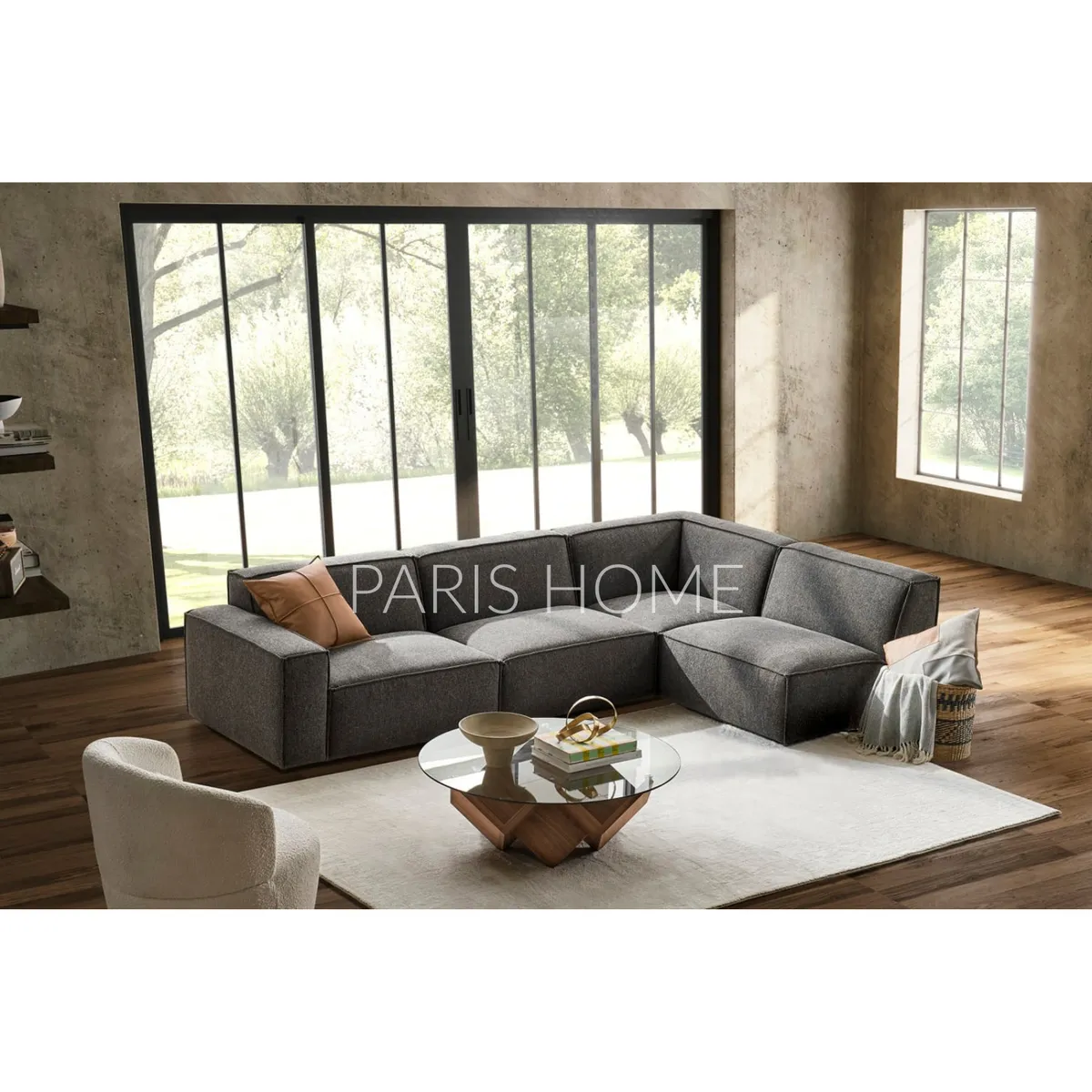 GENERICO - Sofá Seccional Chaise Derecho Jonathan - Gris Oscuro