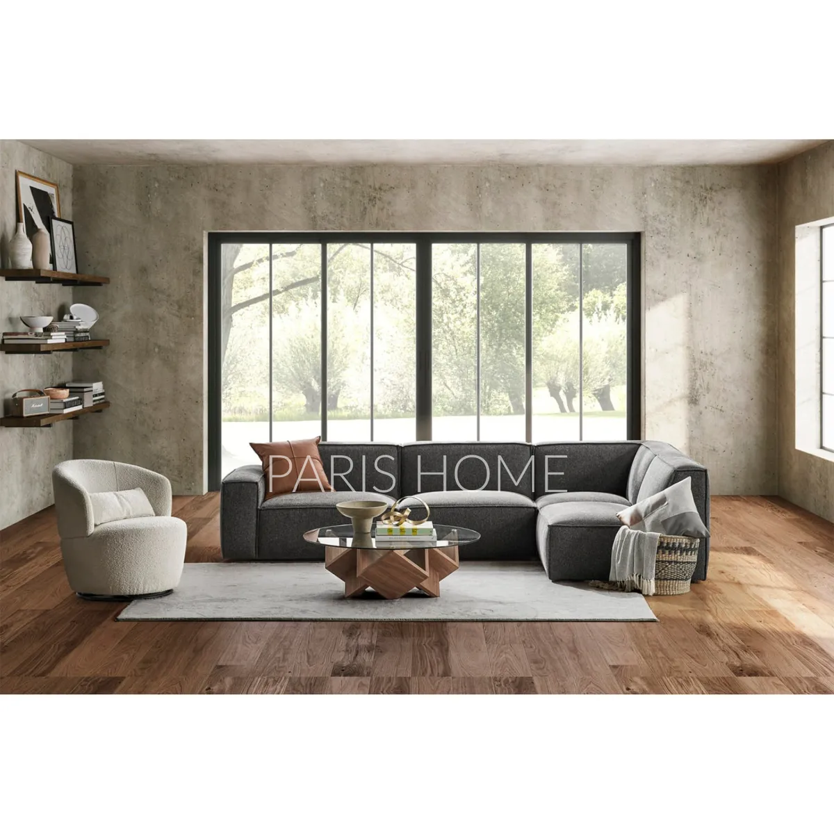 GENERICO - Sofá Seccional Chaise Derecho Jonathan - Gris Oscuro