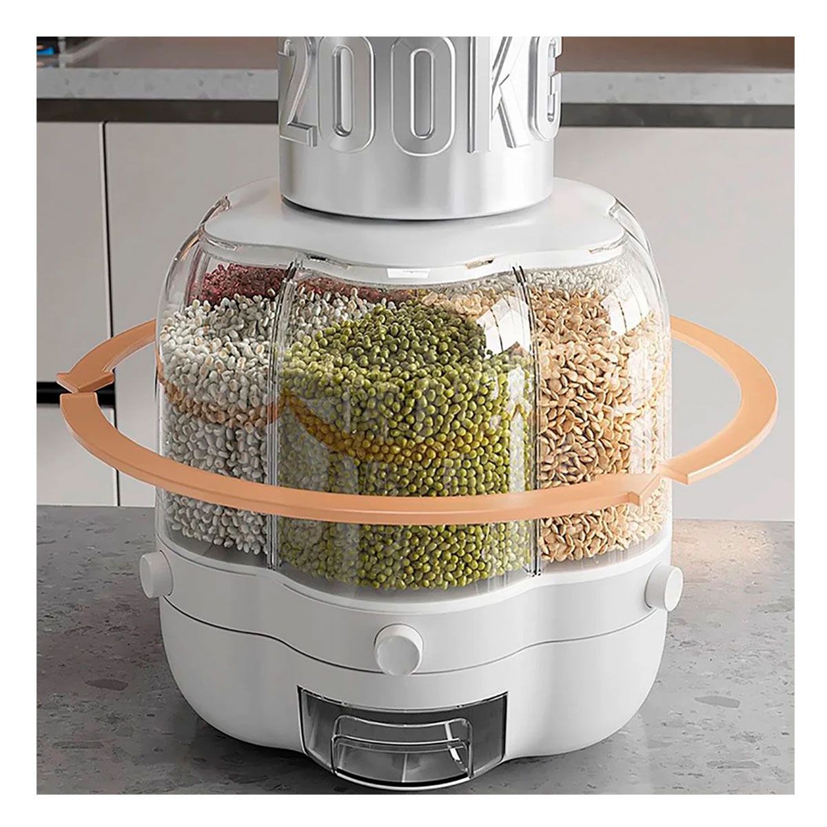 GRETAIL - Dispensador Giratorio De Menestras Arroz Flor De 6kg Blanco