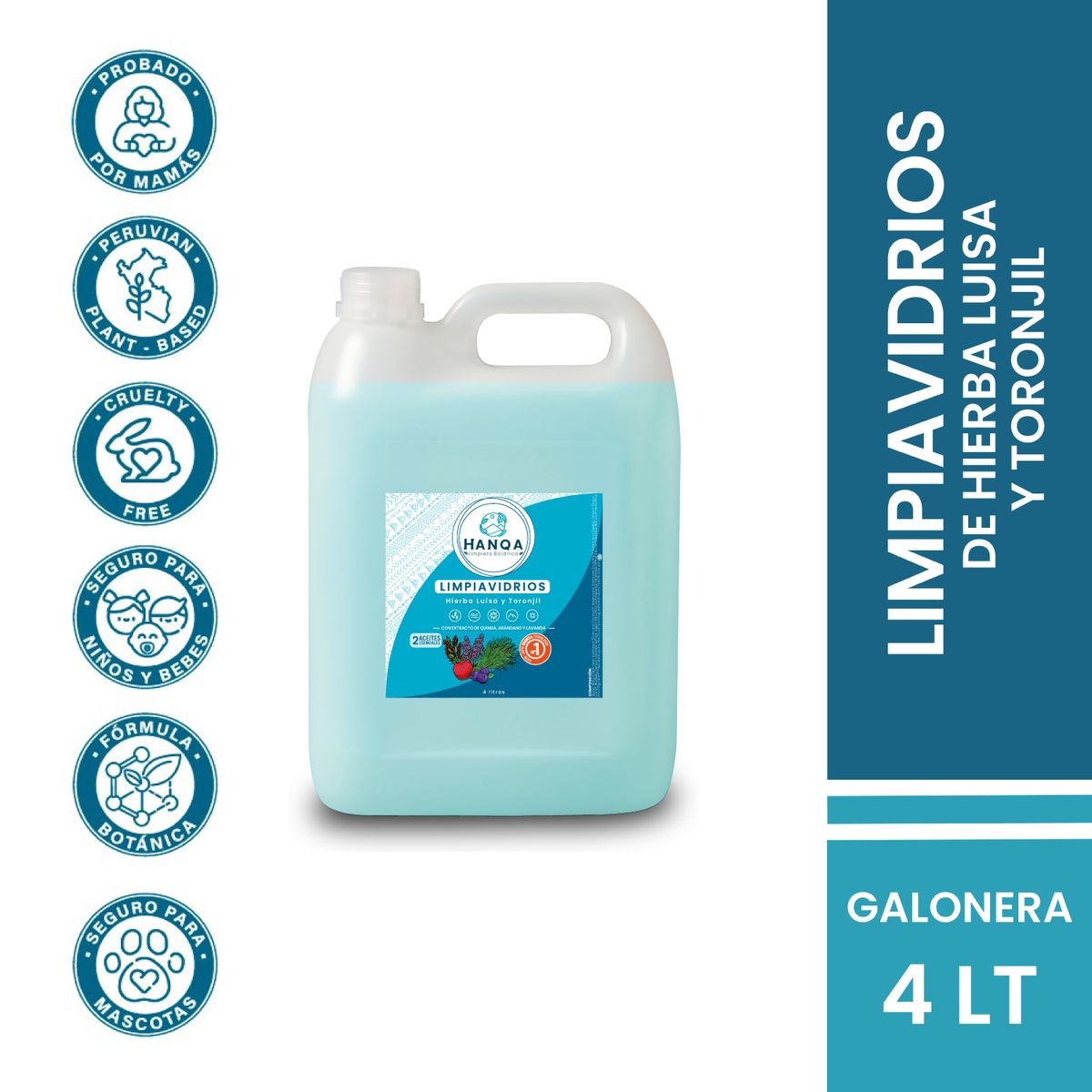 HANQA - Limpiavidrios Líquido HANQA Hierba Luisa y Toronjil Galón 4L