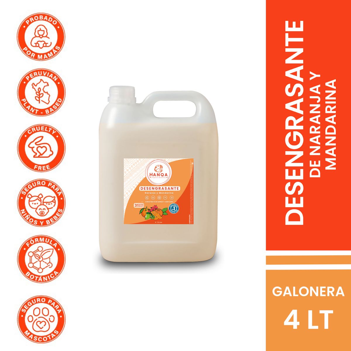 HANQA - Sacagrasa Líquido HANQA Naranja y Mandarina Galón 4L
