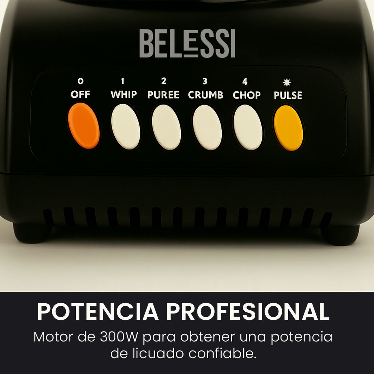 BELESSI - Licuadora 4 velocidades + Pulso - 300W 1.5L, Vaso de Vidrio y Vaso Picador con Espátula