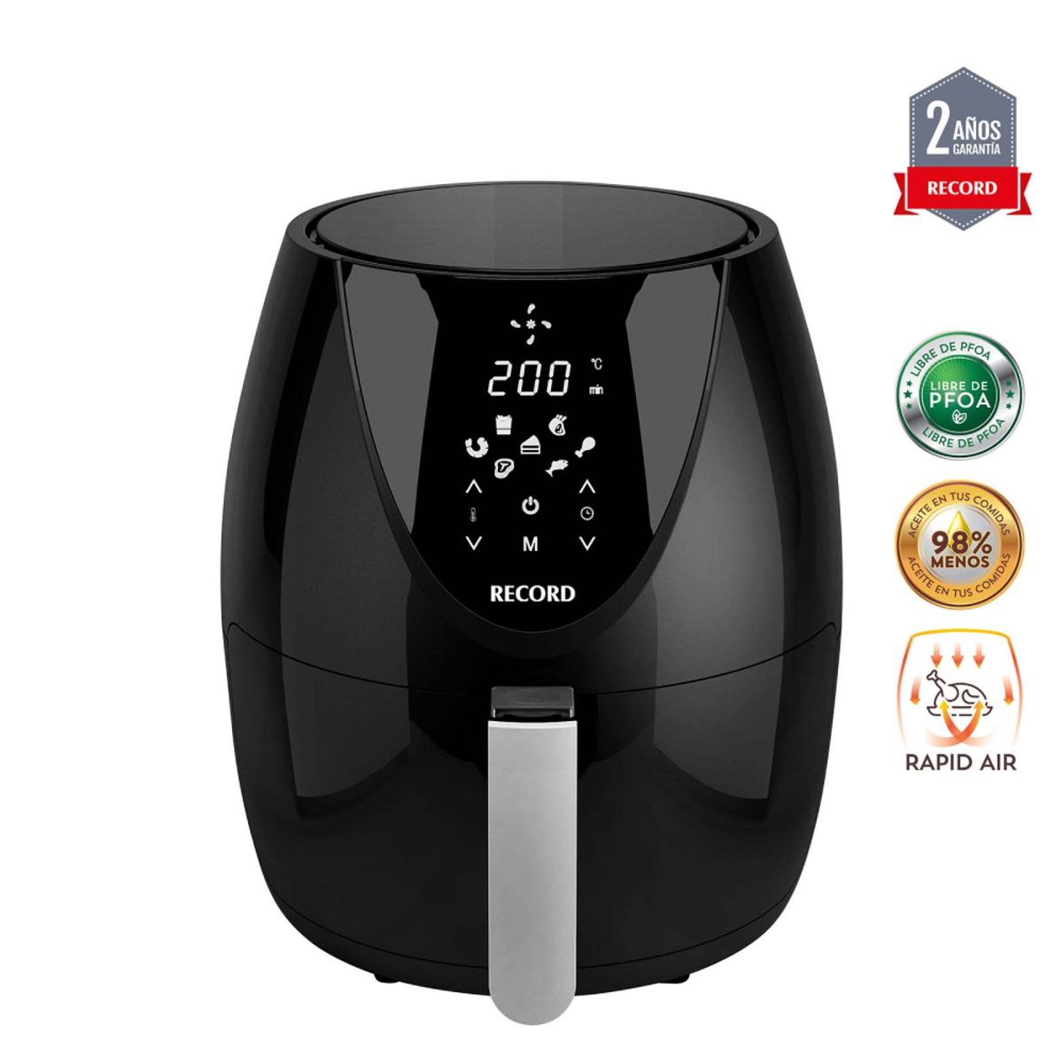RECORD - Freidora de Aire 3.7L Negra con 7 Funciones REC-INFDA370