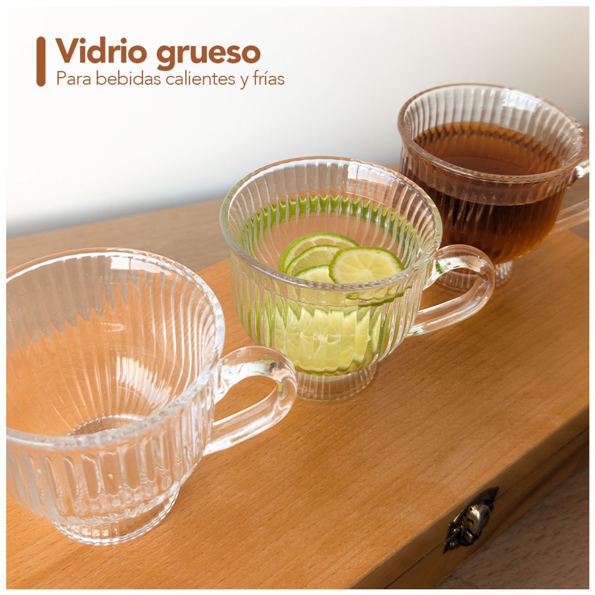 KELLER - Set de 6 Tazas de Vidrio Elegante G83
