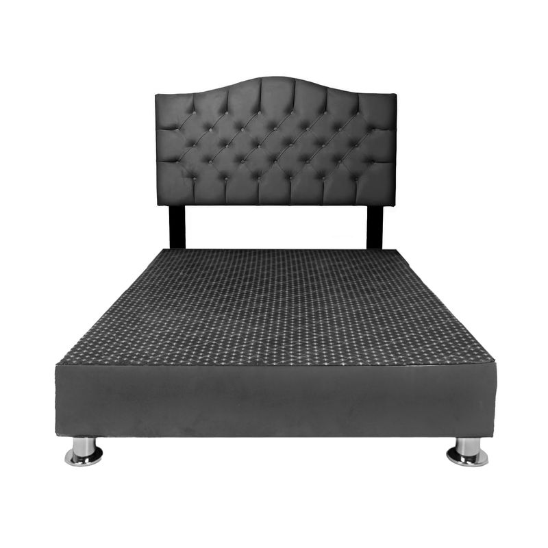 MUEBLES MACRUMO - Cama tapizada Varsovia - Queen - Color Plomo