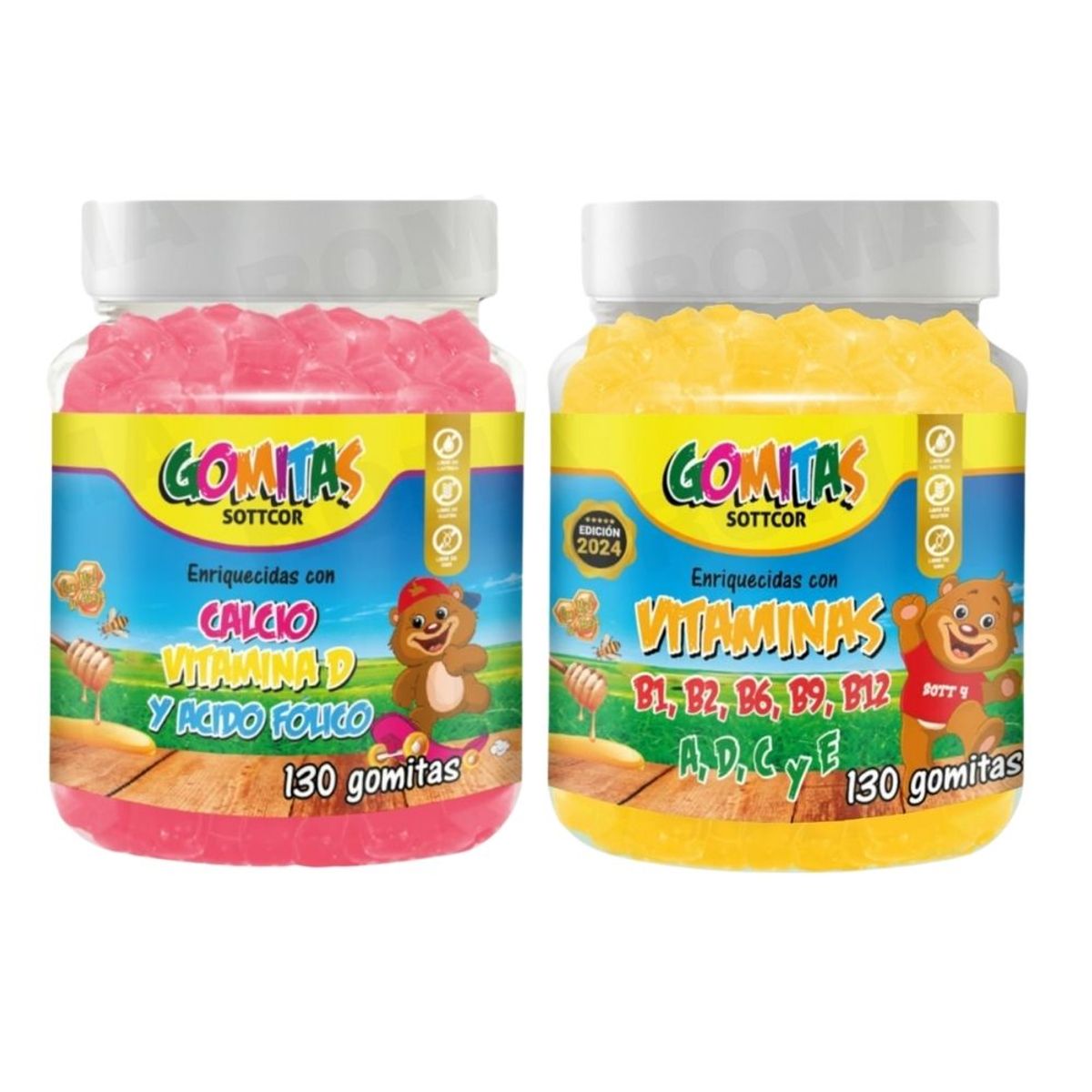 GENERICO - PAC 2 GOMITAS CALCIO NIÑOS + VITAMINAS PARA NIÑOS 260 UND