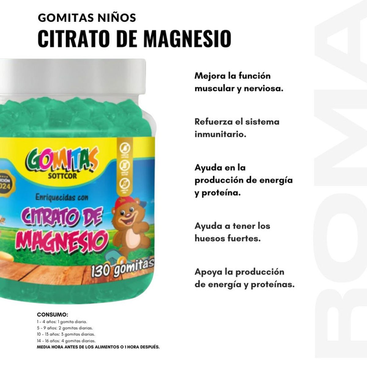GENERICO - PACK 2 GOMITAS CITRATO DE MAGNESIO NIÑOS + GOFOS PARA NIÑOS 260 UND