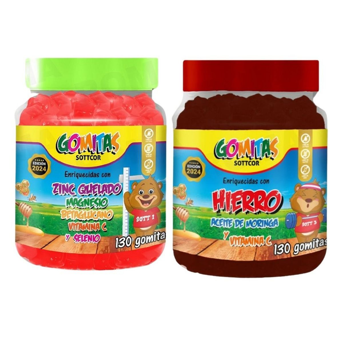 GENERICO - PACK 2 GOMITAS ZINC QUELADO NIÑOS + HIERRO NIÑOS 260 UND